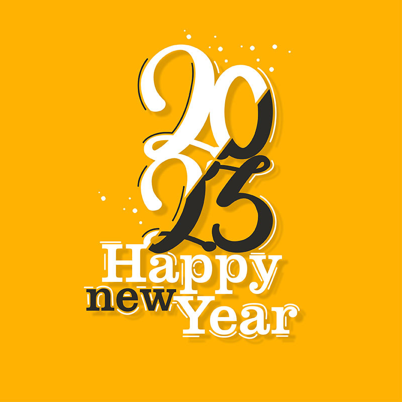 2023 Happy New Year Letter Poster with Yellow Background illustration