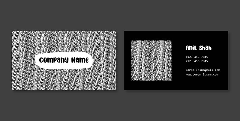Creative Doodle Pattern Black Background Business Card Template