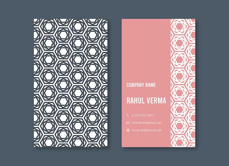 Creative Geometric Pattern Pink Background Visiting Card Template
