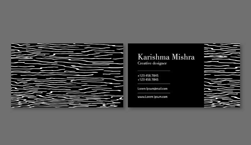 Creative Doodle Pattern Black Background Business Card Template