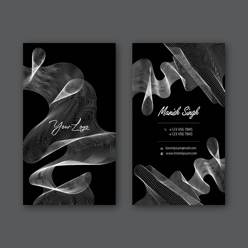 Creative Doodle Pattern Black Background Business Card Template