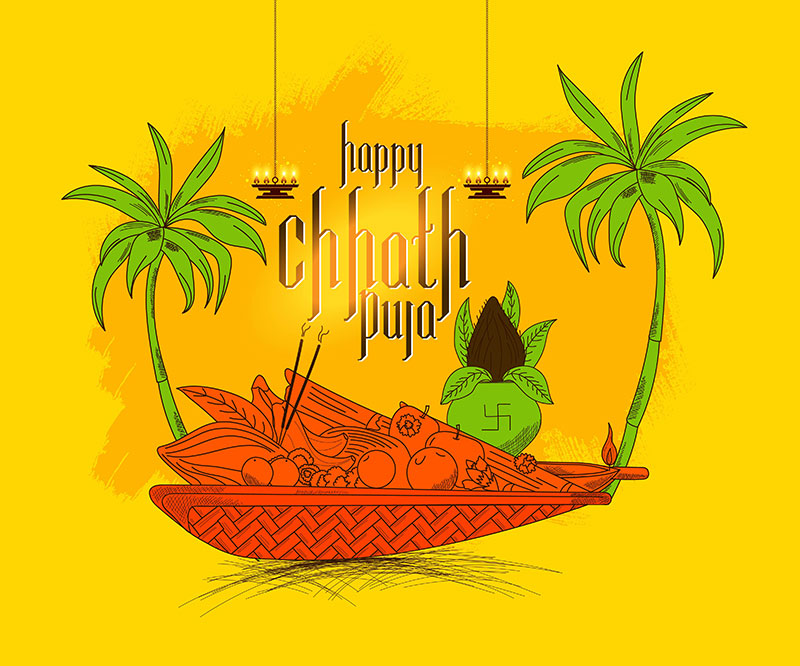 Happy Chhath Puja Creative Yellow Vector illustration