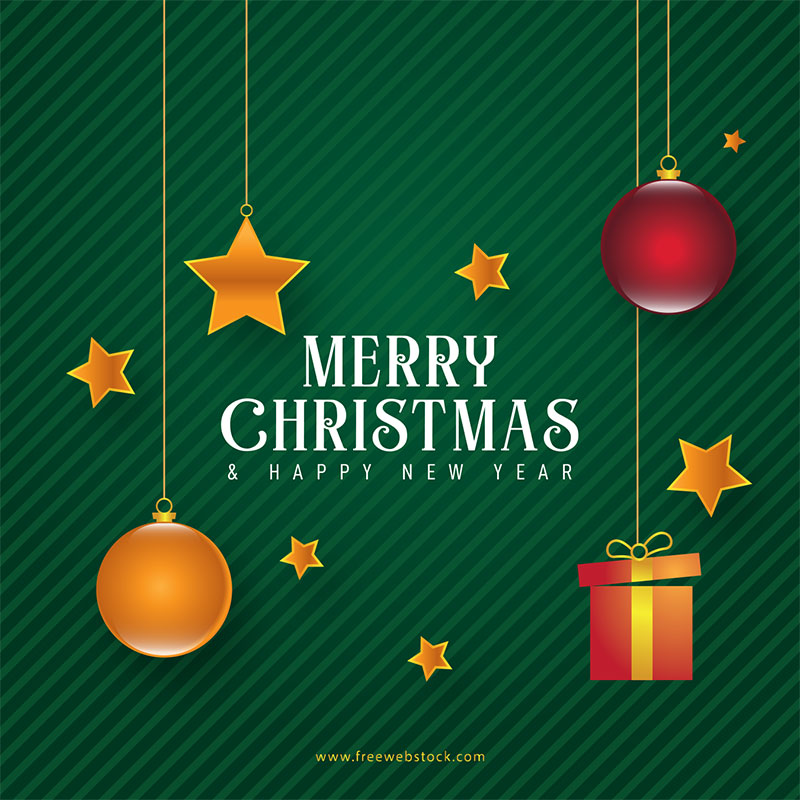Happy Merry Christmas Vector Social Media Post with Green Background