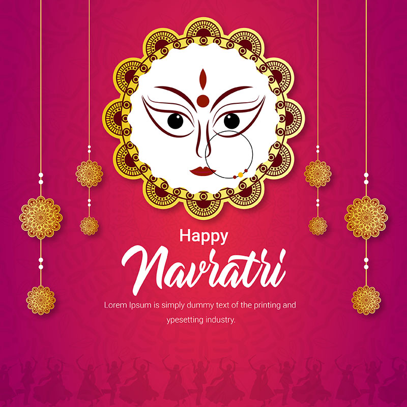 Happy Navratri Abstract Design Red Background