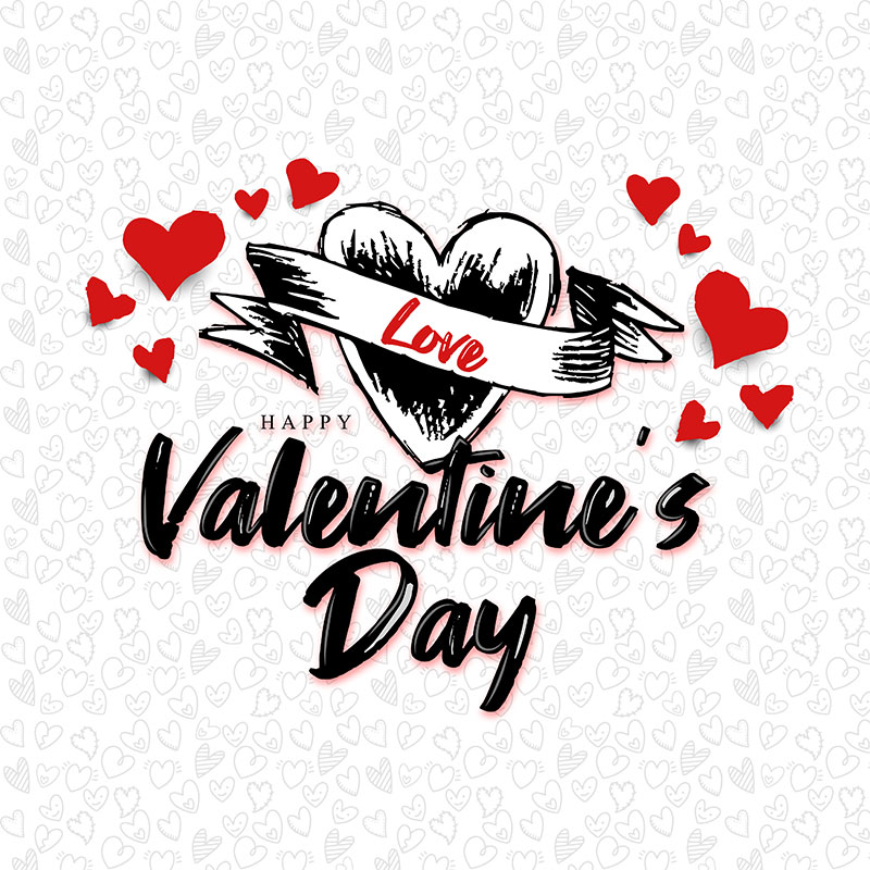 Happy Valentine Day Love Poster with Heart White Color Background Vector  illustration