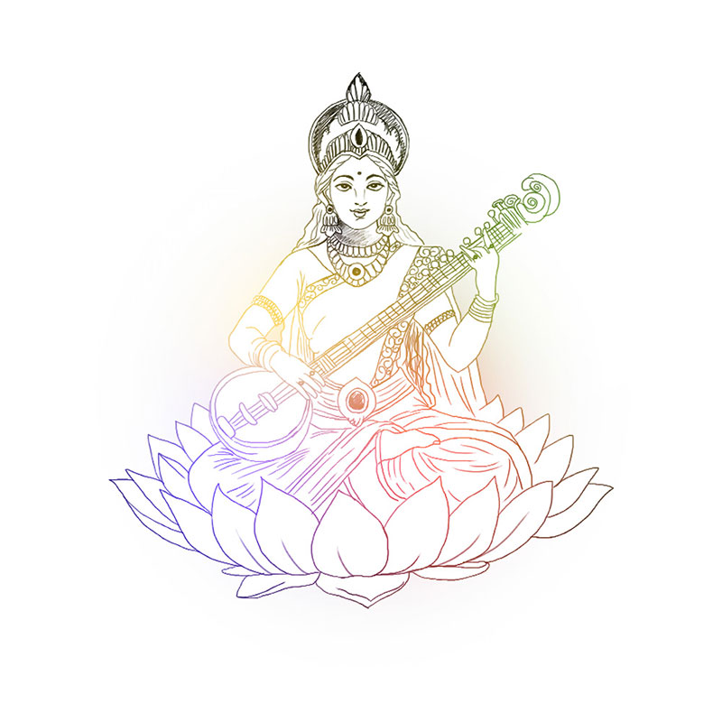 Beautiful Sketched of Goddess of Wisdom Maa Saraswati Stock Illustration -  Illustration of holiday, culture: 170211163